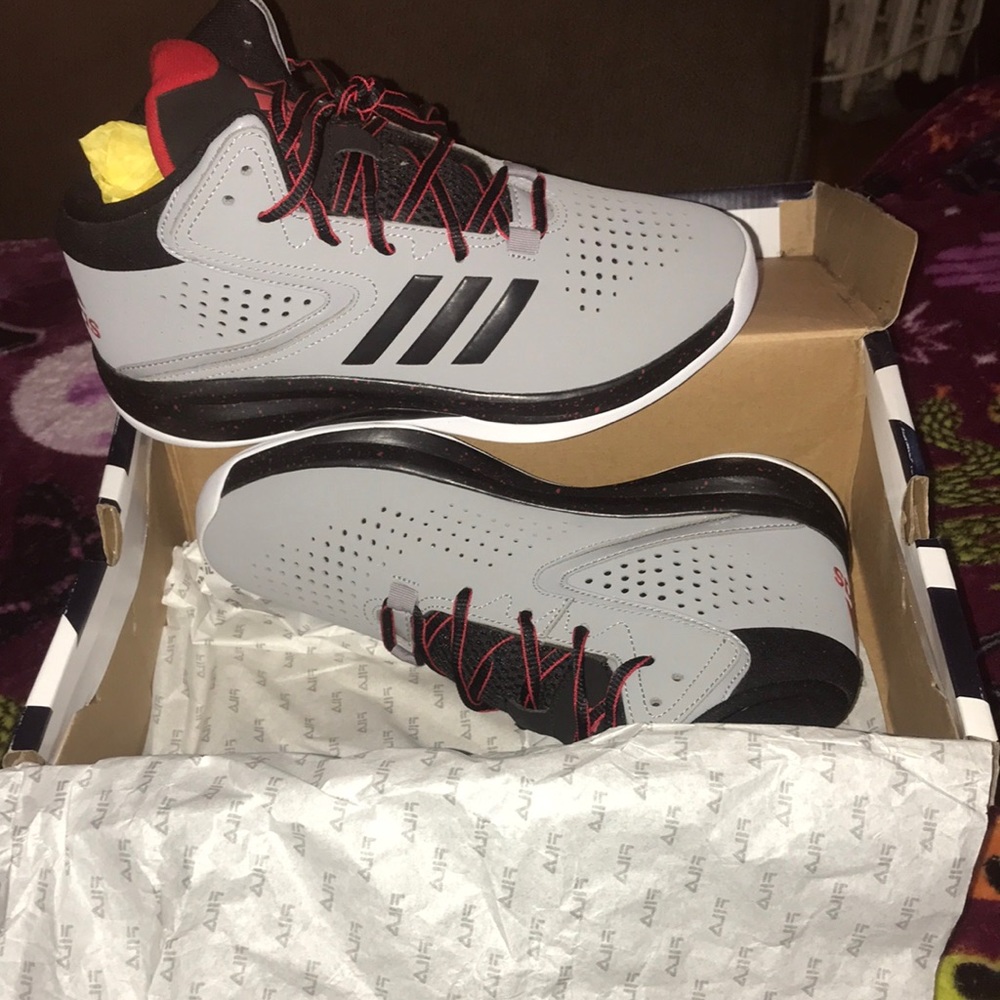 FILA MEMORY FOAM+Adidas Grey Black & Red white trim bottom BRAND NEW NEVER WORN